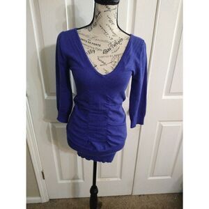 2b bebe V Neck  top Xs Blue Vintage Boho Y2k